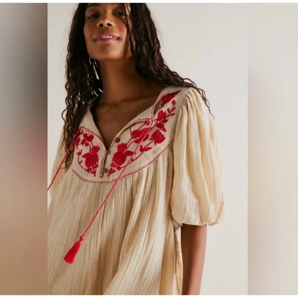 Free People Rosa Linda Embroidered Mini Dress